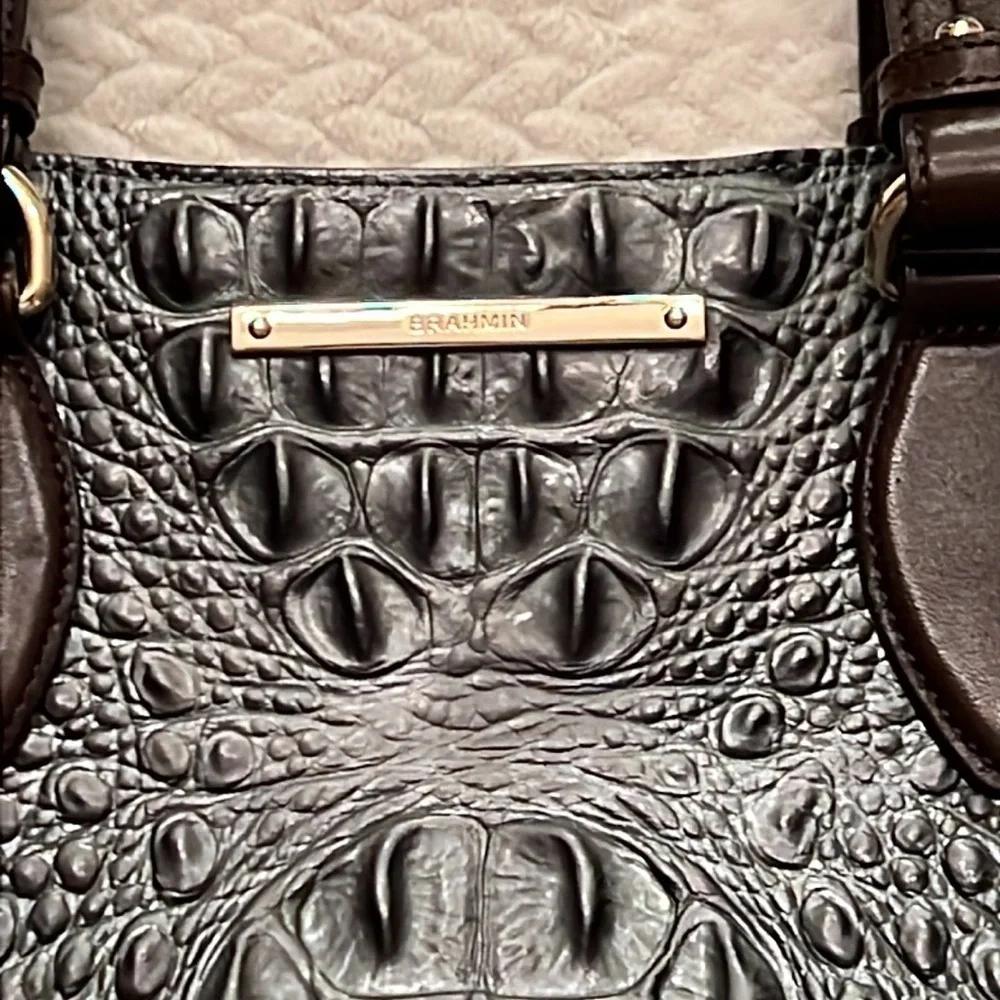 Brahmin Lena Mallard Davos Tote Medium Embossed Leather Shoulder Bag